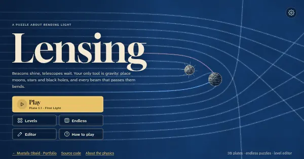 Screenshot of lensing game