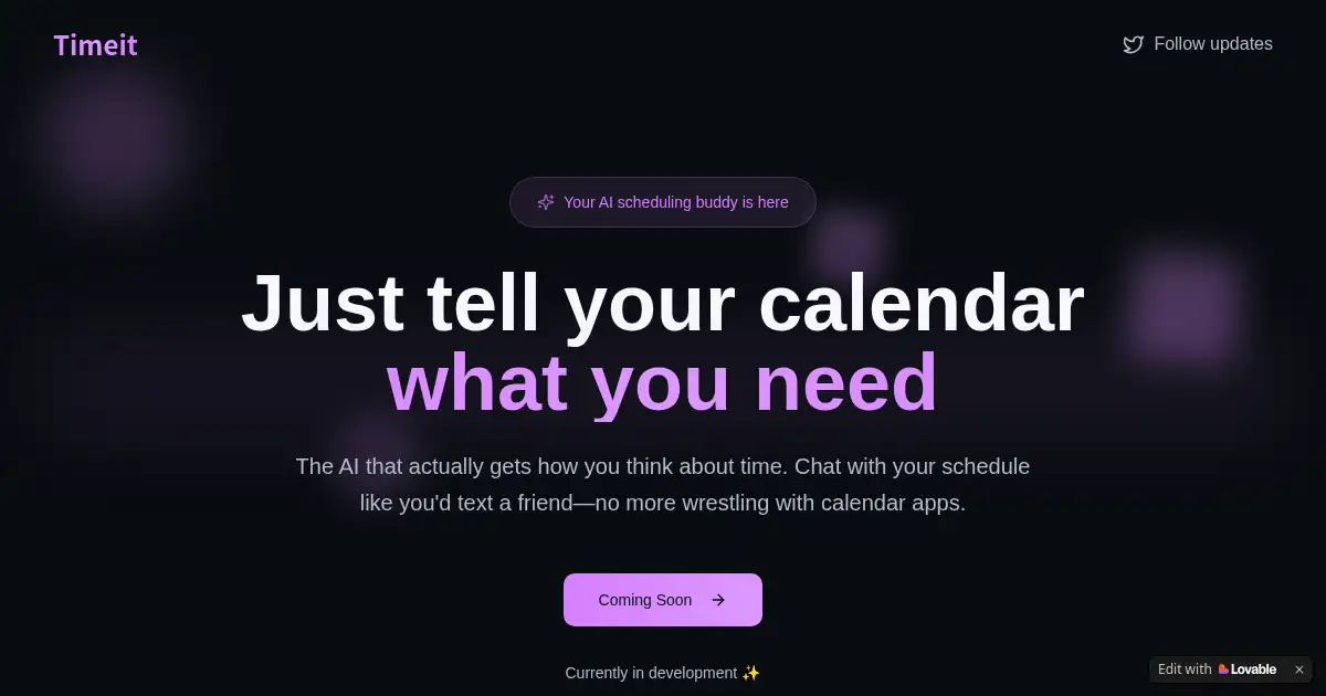 Screenshot of timeit chat flow