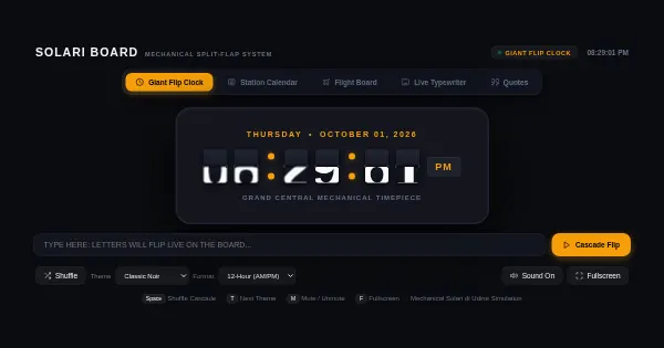 Screenshot of split flap board
