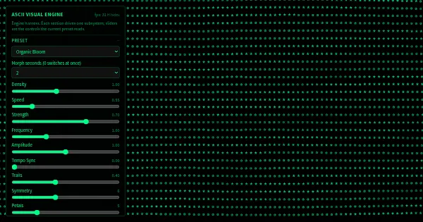 Screenshot of ascii visual engine