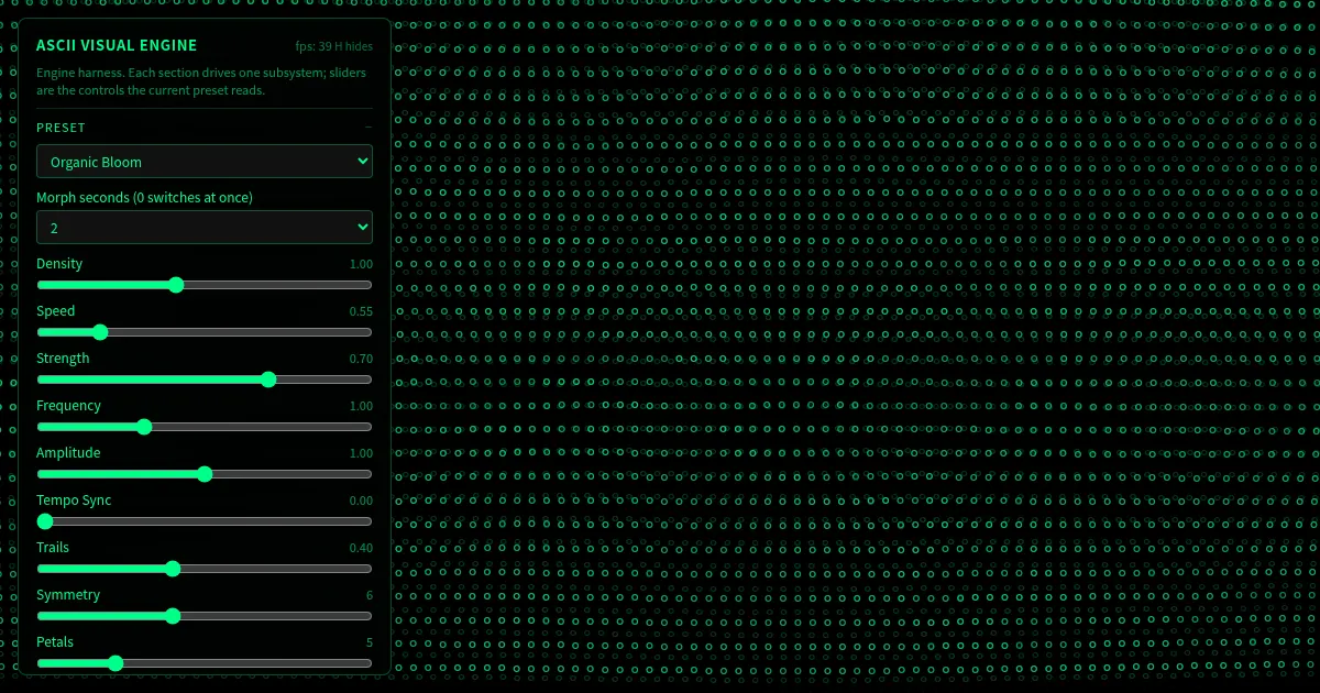 Screenshot of ascii visual engine