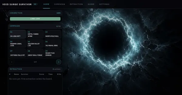 Screenshot of Project Vibecode GrokBuild Game Void Surge