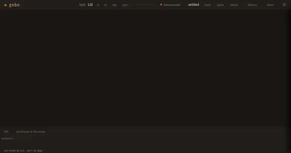 Screenshot of gobo dmx live code archive