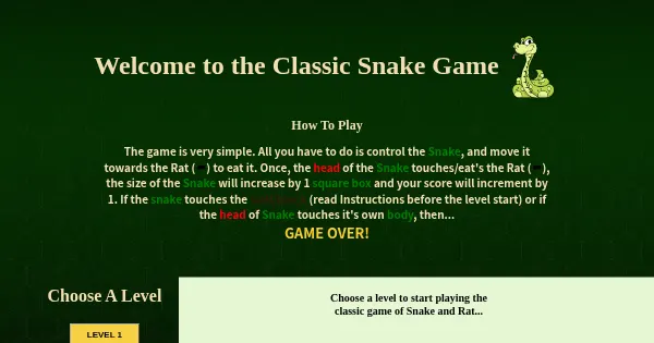 Screenshot of Snake Game