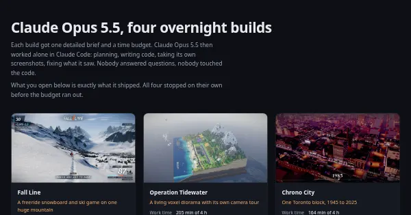 Screenshot of opus 5 5 overnight builds