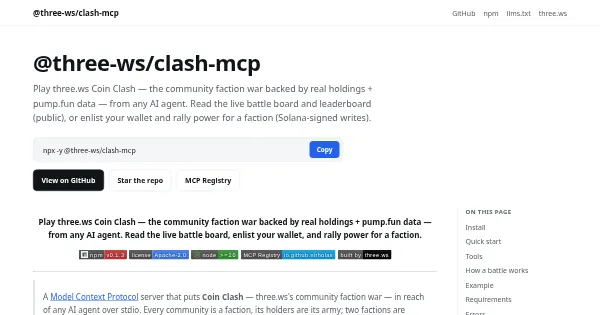 Screenshot of clash mcp