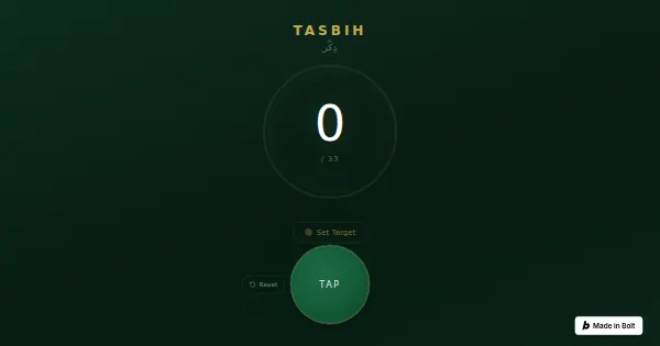 Screenshot of islamic tally counter webclient