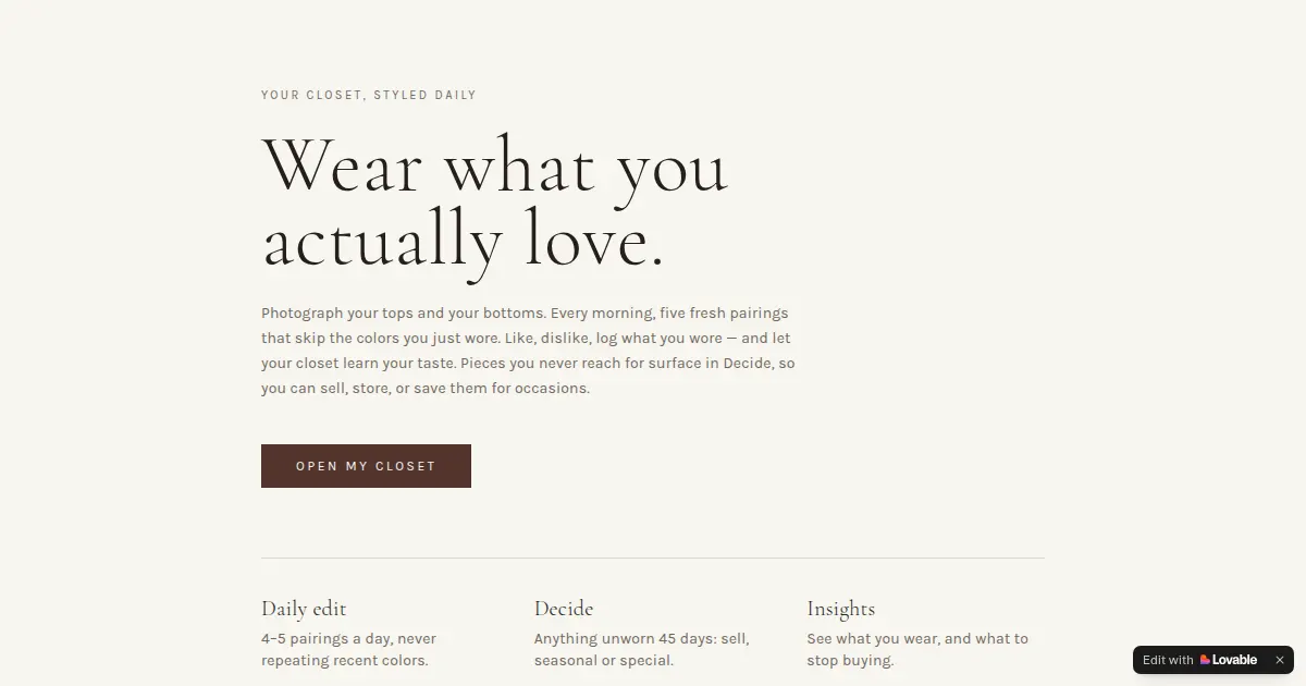 Screenshot of shopinmywardrobe