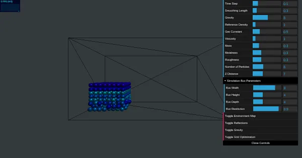Screenshot of threejs sph simulator