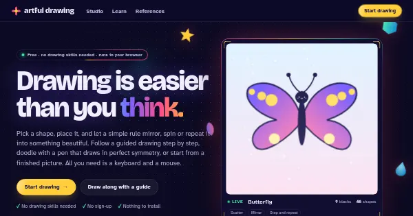 Screenshot of artful drawing