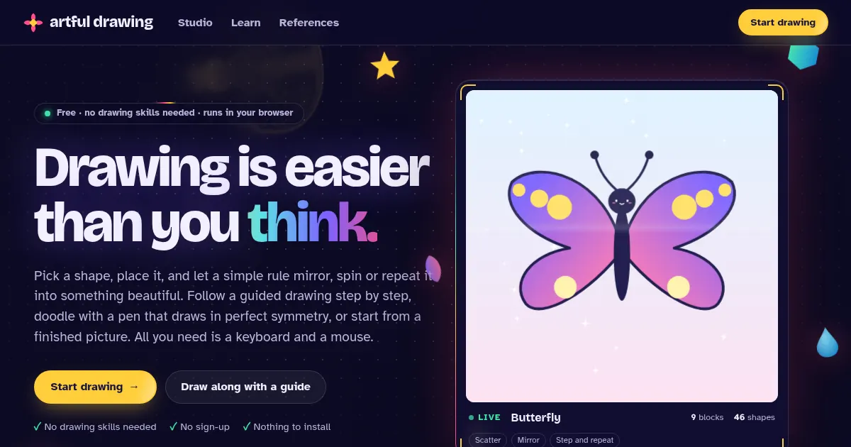 Screenshot of artful drawing