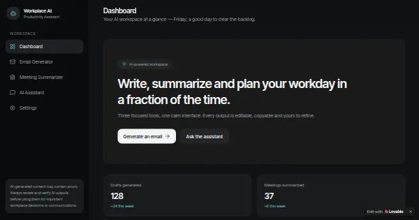 Screenshot of ai workplace companion
