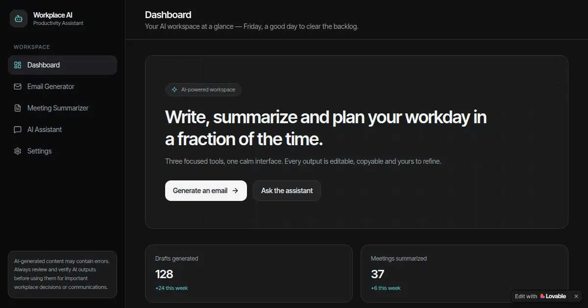 Screenshot of ai workplace companion