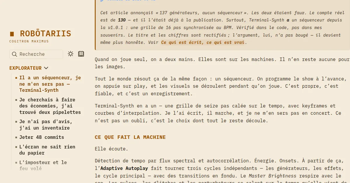 Screenshot of terminal synth