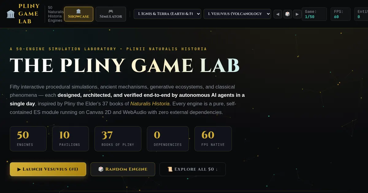 Screenshot of pliny game lab