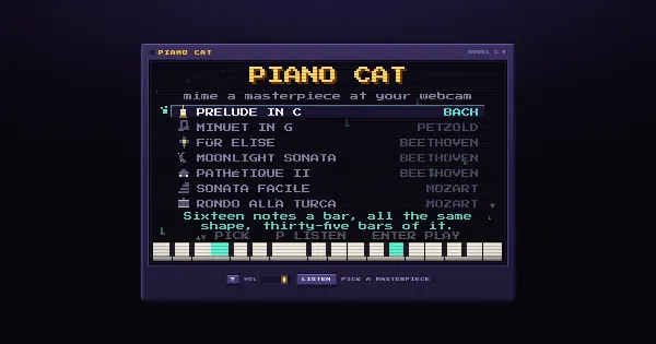 Screenshot of piano cat