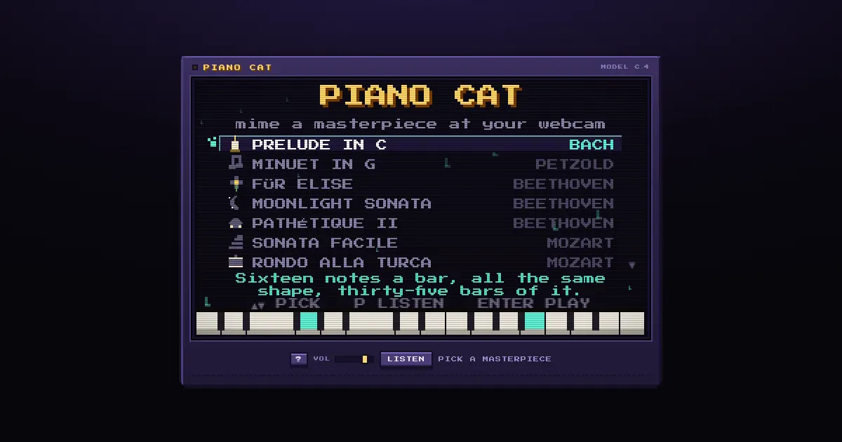 Screenshot of piano cat