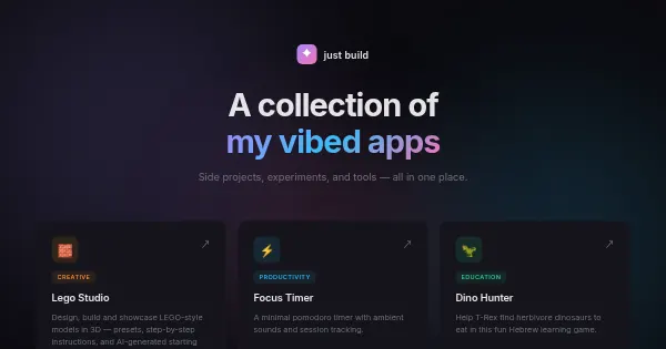 Screenshot of vibe apps