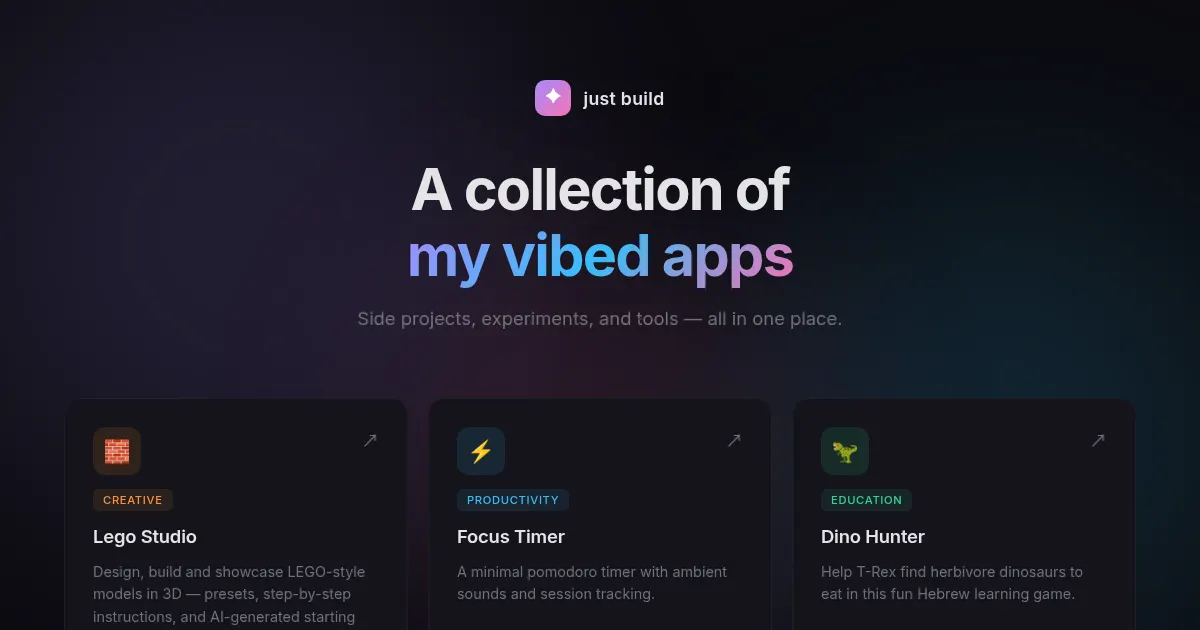 Screenshot of vibe apps
