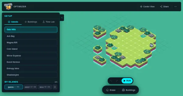 Screenshot of reactor2 optimizer