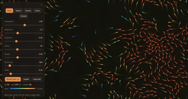 Screenshot of boids lab