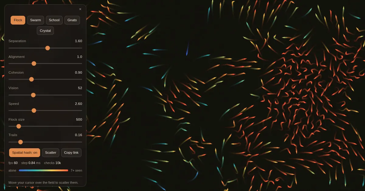 Screenshot of boids lab