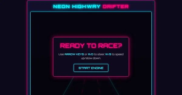Screenshot of neon highway drifter
