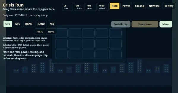 Screenshot of rock to rack