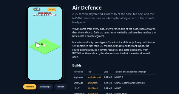 Screenshot of AirDefencePlayable