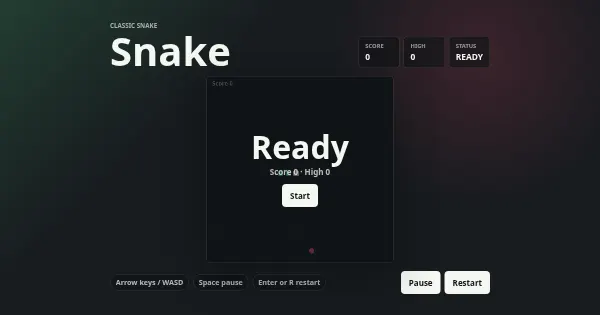 Screenshot of snake game