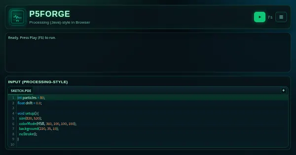 Screenshot of p5forge