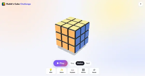 Screenshot of 3D Rubik s Cube web application