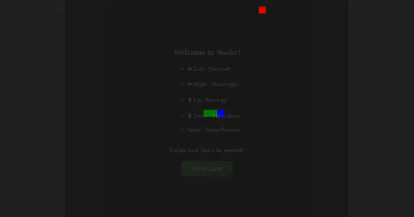 Screenshot of snake game