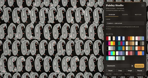 Screenshot of paisley