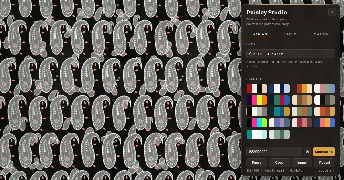 Screenshot of paisley