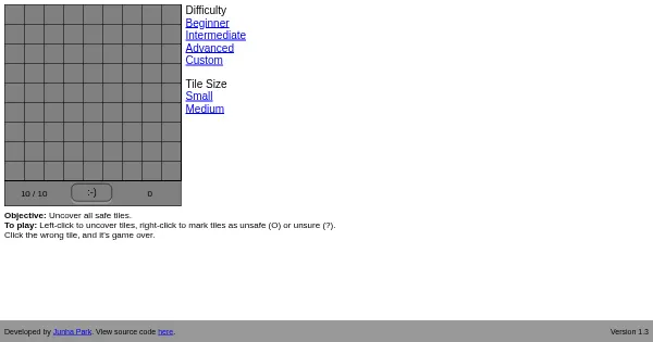 Screenshot of Minesweeper
