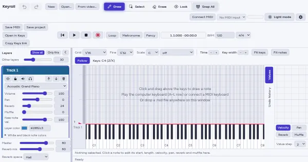 Screenshot of MIDI creator