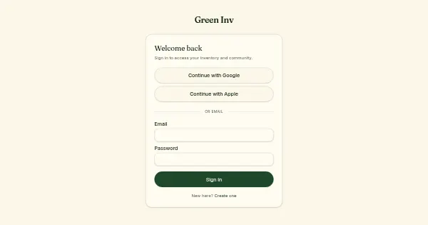 Screenshot of greeninv