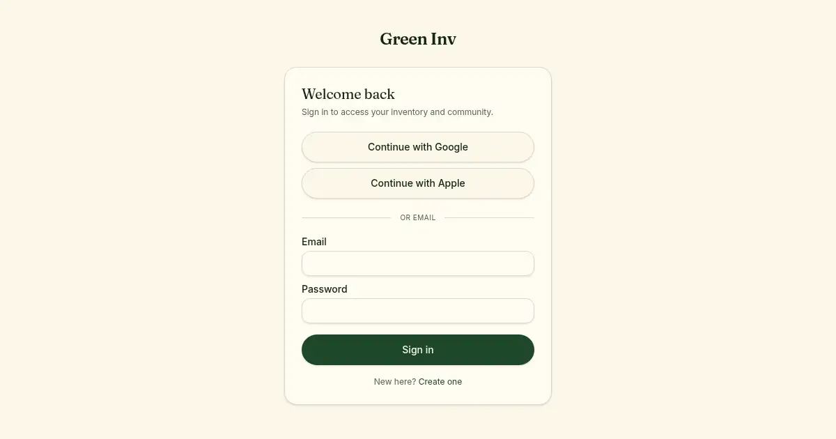 Screenshot of greeninv