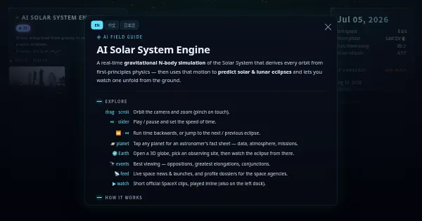 Screenshot of solar system eclipse
