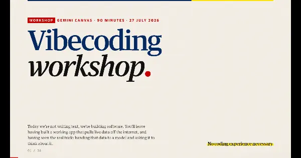Screenshot of vibecoding workshop