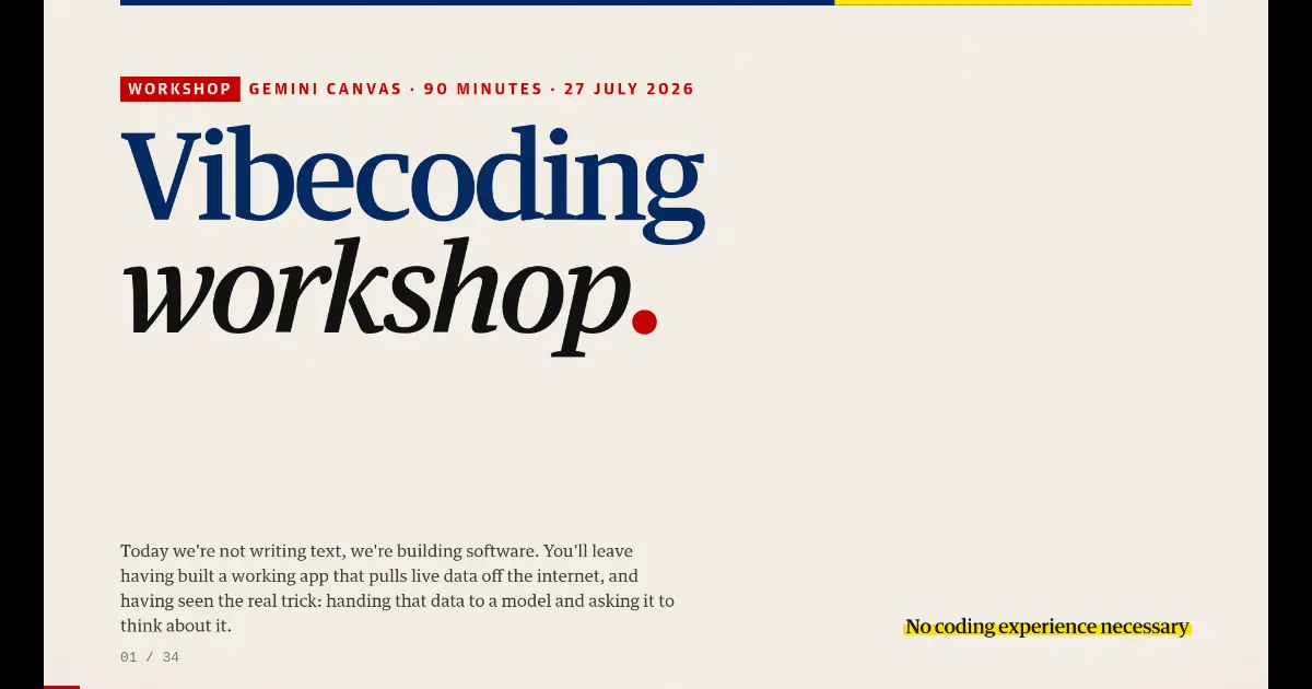 Screenshot of vibecoding workshop