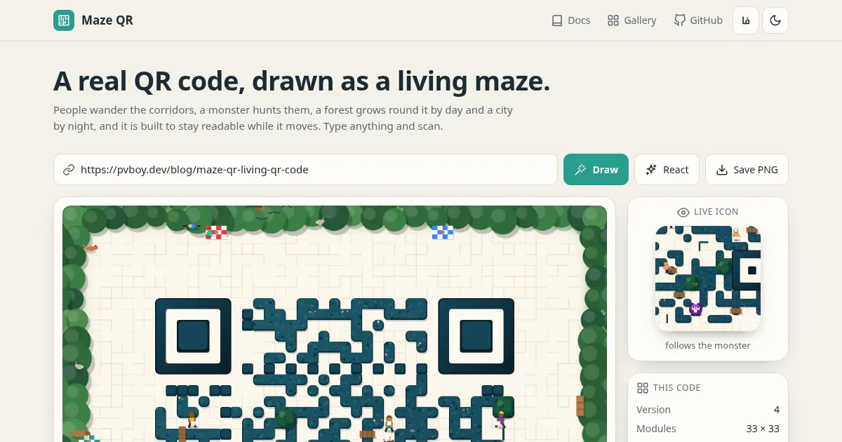 Screenshot of mazeqr