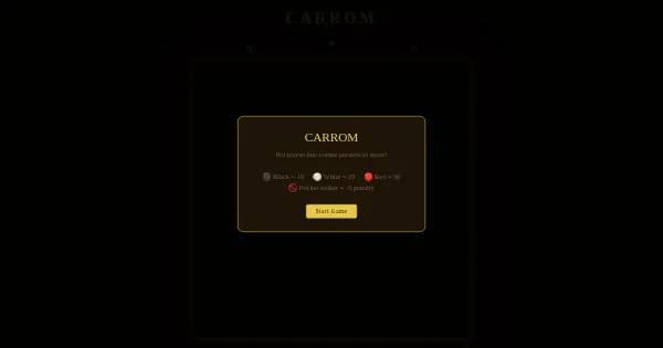 Screenshot of carrom game