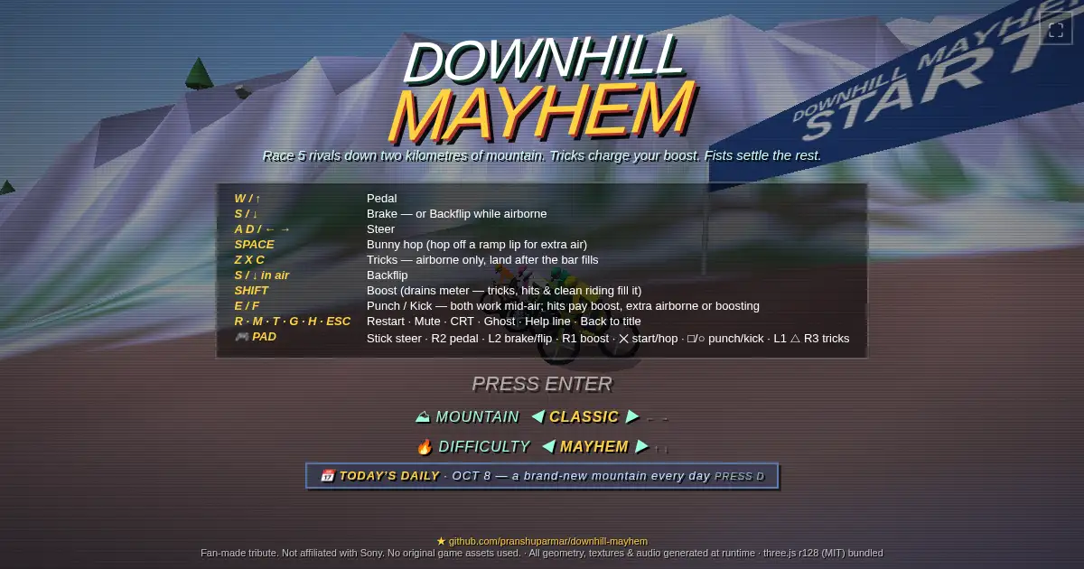 Screenshot of downhill mayhem