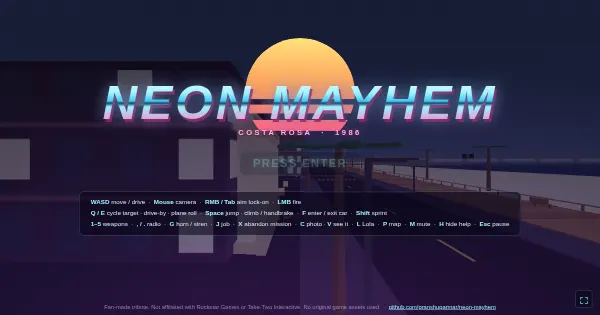 Screenshot of neon mayhem