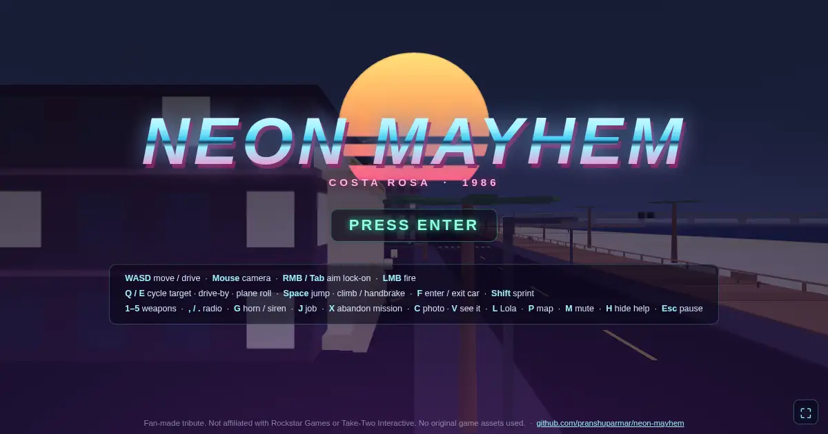 Screenshot of neon mayhem