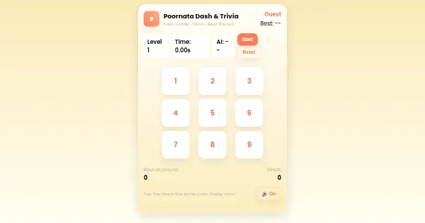 Screenshot of vibegameDash