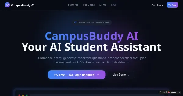 Screenshot of campusbuddy ai