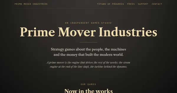 Screenshot of primemoverindustries.github.io